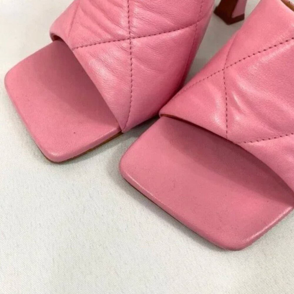 L'INTERVALLE PINK FAUX LEATHER QUILTED HEELED SANDALS - 38 - Picture 7 of 8